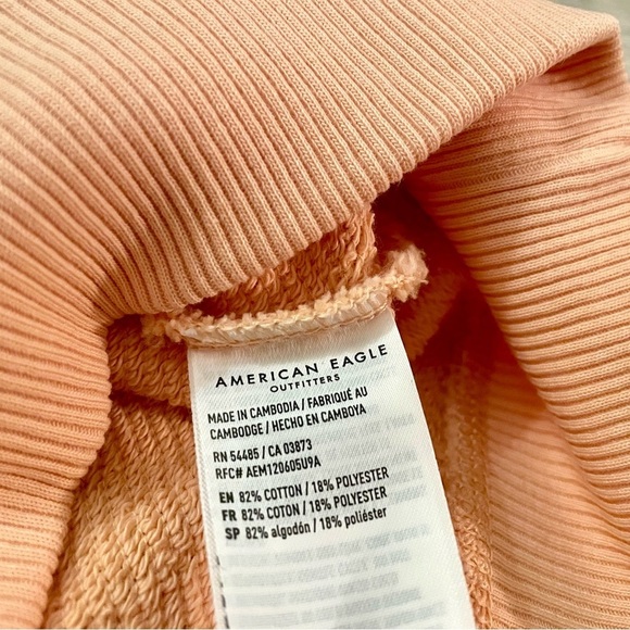 Aerie Cropped Sweatshirt Peach Long Sleeve Pullover - Picture 9 of 9
